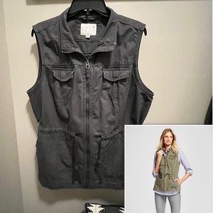 A New Day Utility Military Vest Zip Up Tie Waist XXL